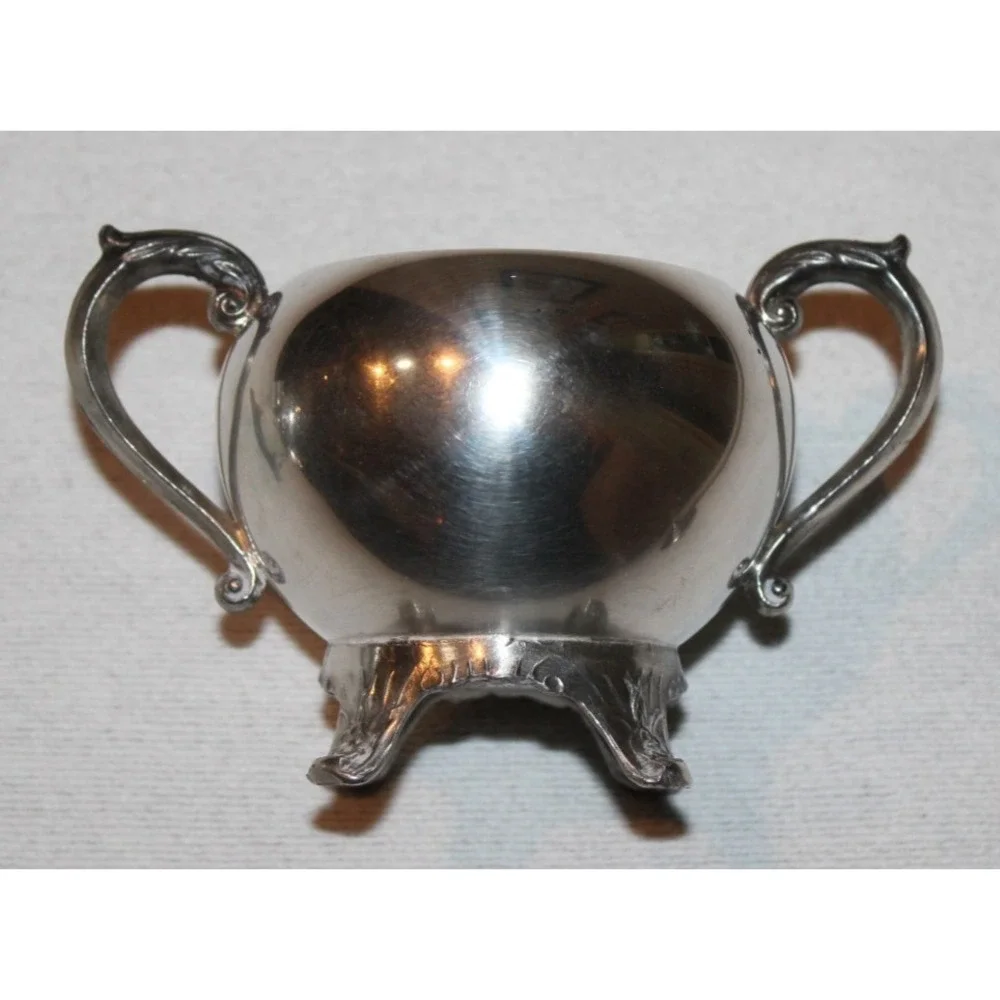 vintage F.B. Rogers Silver Co. silverplated creamer & sugar set with lid footed